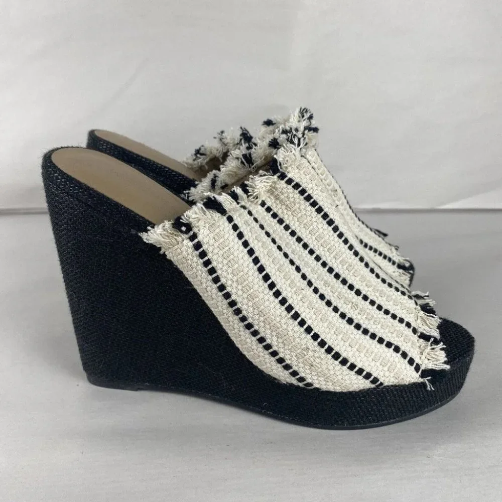 Women's Witchery Size 39 Multicolored Woven Fabric Cover Platform Wedge Shoes - Picture 4 of 16
